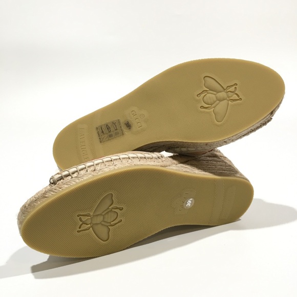 GUCCI GG ESPADRILLE WEDGE SANDAL -ANKLE TIE -NATURAL BEIGE -WOMEN US 9.5 -NEW - Picture 11 of 11